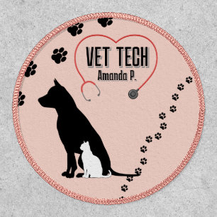 Customize Veterinarian Tech Dog Cat Heart Stethos  Patch