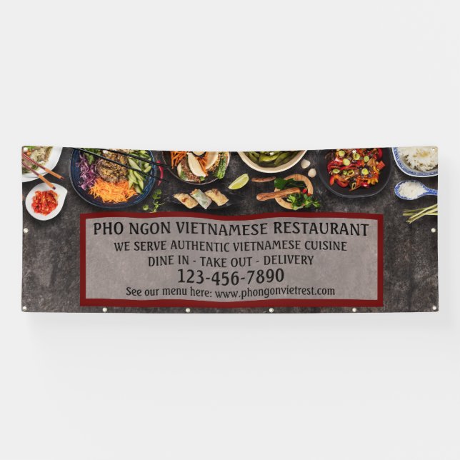 Customize Vietnamese Restaurant Large Wall  Banner (Horizontal)