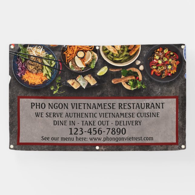 Customize Vietnamese Restaurant Large Wall  Banner (Horizontal)