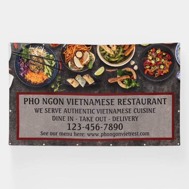 Customize Vietnamese Restaurant Large Wall  Banner (Horizontal)