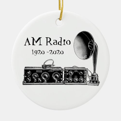 Customize Vintage AM Radio Receiver Ceramic Ornament