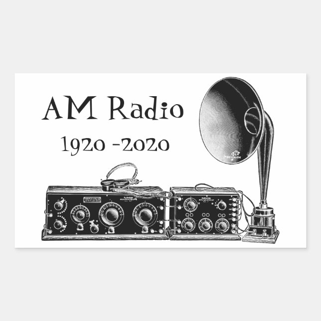 Customize Vintage AM Radio Receiver Rectangular Sticker (Front)