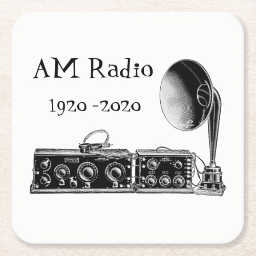 Customize Vintage AM Radio Receiver Square Paper Coaster