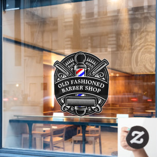 Customize Vintage Barber Shop Pole Front Window Cling