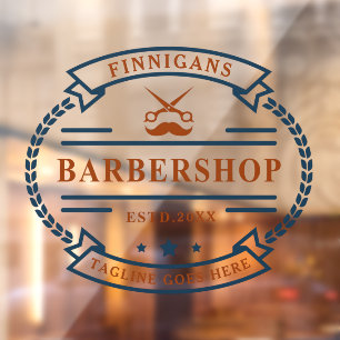 Customize Vintage Barber Shop Scissors Mustache  Window Cling