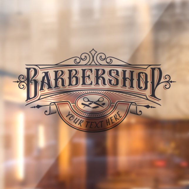 Customize Vintage Barbershop Business Window Cling (Sheet 2)
