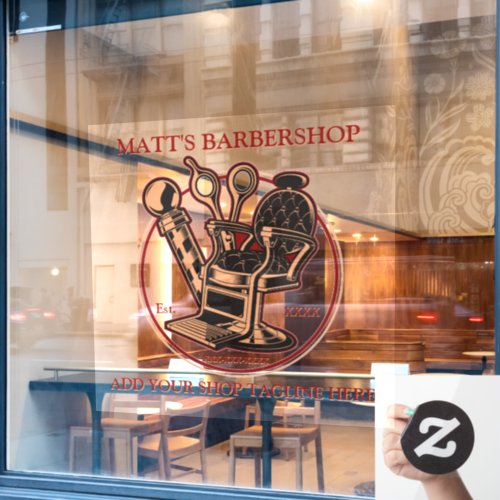 Customize Vintage Barbershop Front   Window Cling