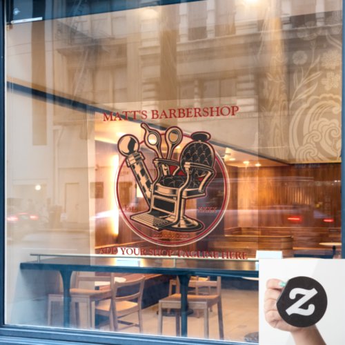 Customize Vintage Barbershop Front  Window Cling