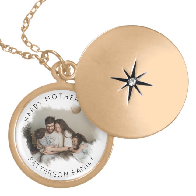 Customize Vintage Elegant Photo and Text Necklace (Front)