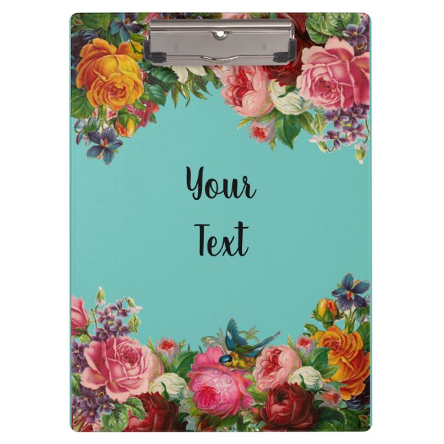 Customize Vintage Floral Design Clipboard (Front)