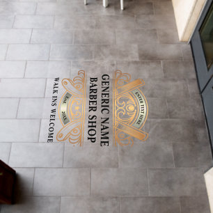 Customize Vintage Gold Razors Barber Shop Business Floor Decals