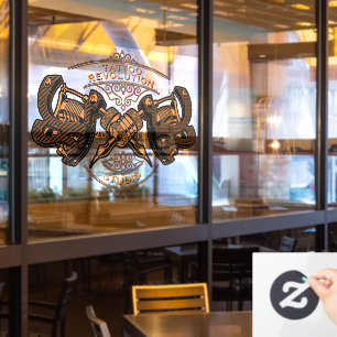 Customize Vintage Gold Tattoo Machines Shop  Window Cling