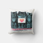 Customize Vintage Kittens Add Names Throw Pillow at Zazzle