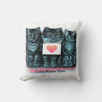 Customize Vintage Kittens Add Names Throw Pillow by PetKingdom at Zazzle