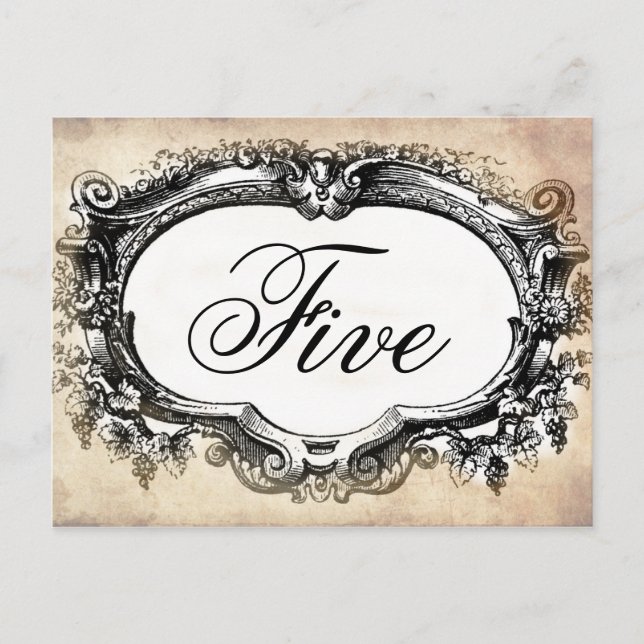 Customize Vintage look Table number card (Front)