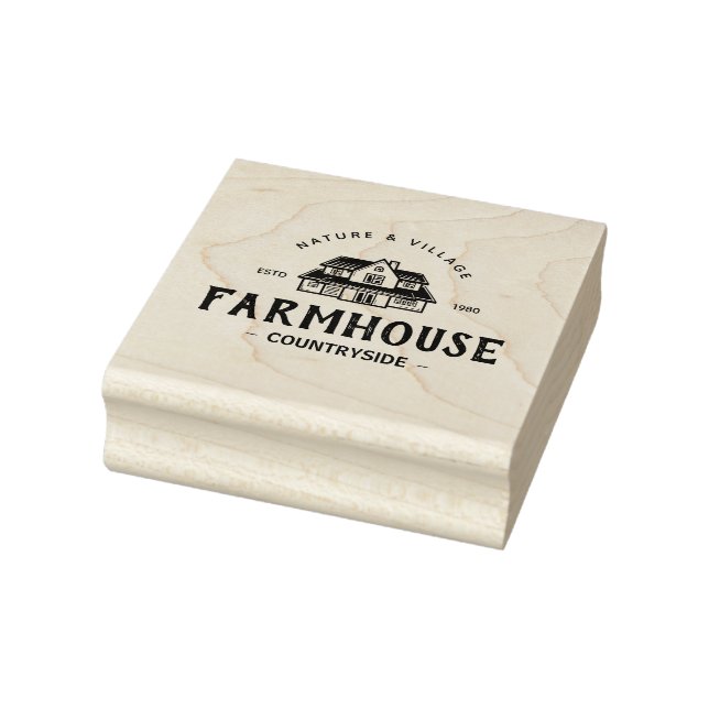 Customize Vintage Modern Farmhouse Logo Rubber Stamp (Stamp)