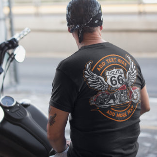 Customize Vintage Motorcycle Route 66 Angel Wings T-Shirt