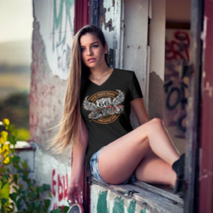 Customize Vintage Motorcycle Route 66 Wings Women T-Shirt