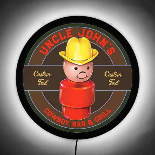 CUSTOMIZE Vintage Toy Cowboy Home Bar Grill LED Sign