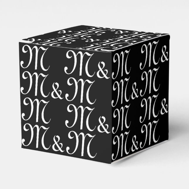 Customize w couple's Initials monogram black gift Favor Boxes (Front Side)