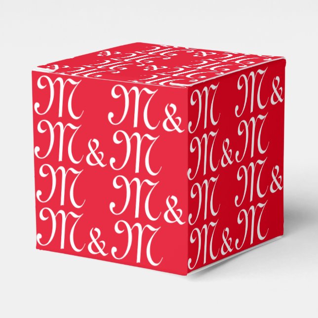 Customize w couple's Initials monogram red gift Favor Boxes (Front Side)