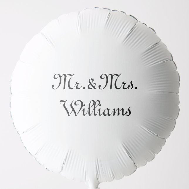 Customize w couple's last name, Mr. & Mrs. black w Balloon (Front)