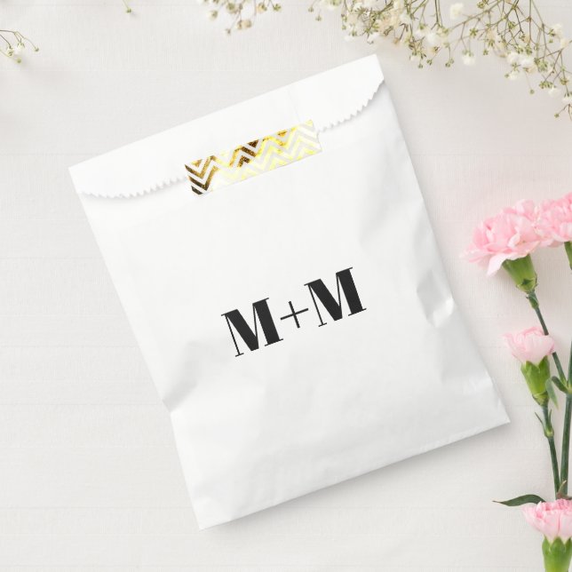 Customize w/Initial black Letter Number white Favor Bag (Sealed)