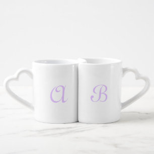 Customize w/Initial Letters Numbers lavender Coffee Mug Set