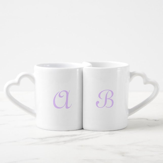Customize w/Initial Letters Numbers lavender Coffee Mug Set (Front Nesting)