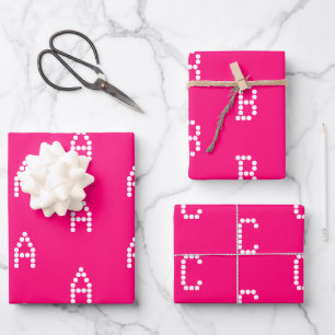 Customize w/Initial monogram Letter pink fuchsia Wrapping Paper Sheets