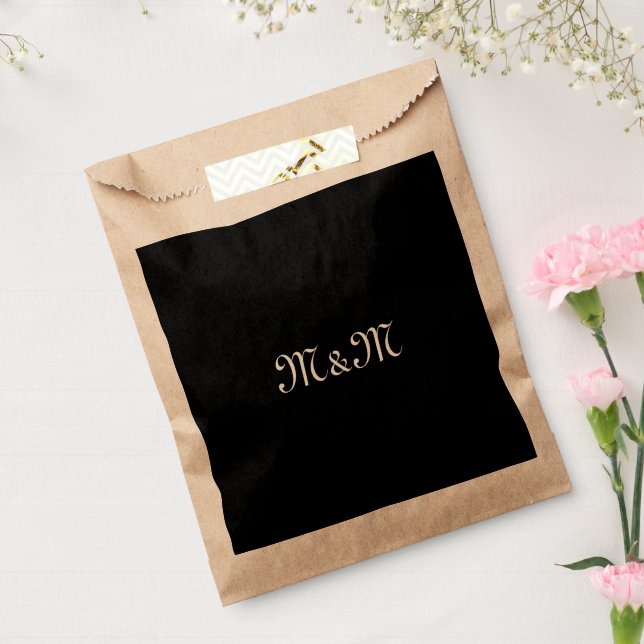 Customize w/Initial White Letter Number Black Favor Bag (Sealed)