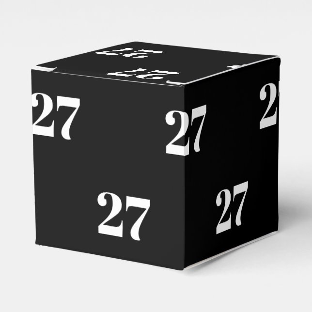 Customize w/Initial White Letter Number black gift Favor Boxes (Front Side)