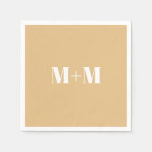 Customize w/Initial White Letter Number Camel Napkins