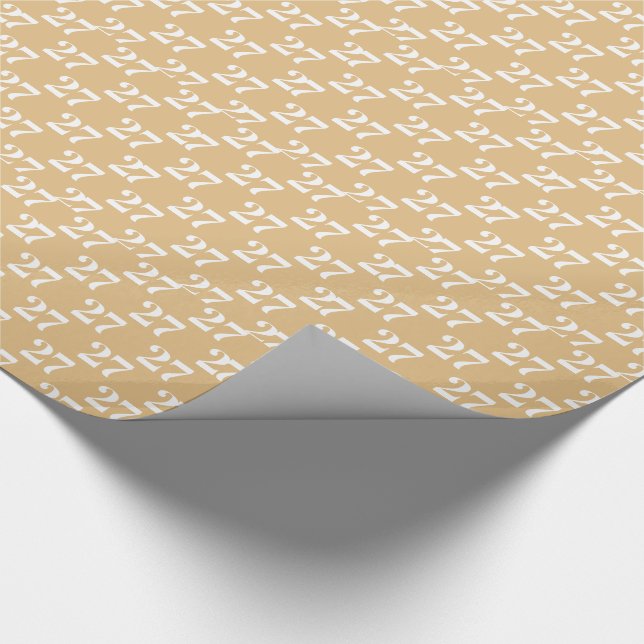 Customize w/Initial, White Letter, Number camel Wrapping Paper (Corner)