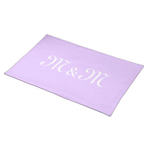 Customize w/Initial White Letter Number lavender Cloth Placemat