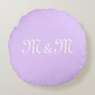 Customize w/Initial White Letter Number lavender Round Pillow