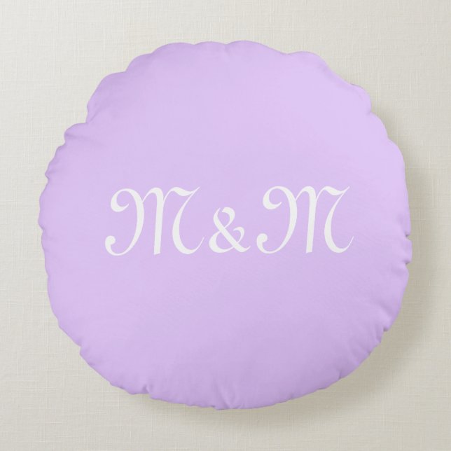 Customize w/Initial White Letter Number lavender Round Pillow (Front)