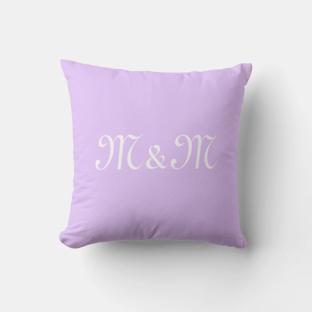 Customize w/Initial White Letter Number lavender Throw Pillow (Front)