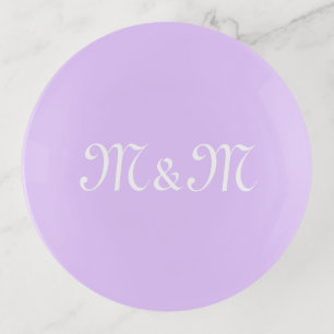 Customize w/Initial White Letter Number lavender Trinket Tray