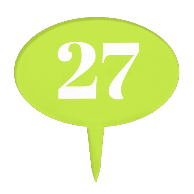 Customize w/Initial White Letter Number lime green Cake Topper (Front)