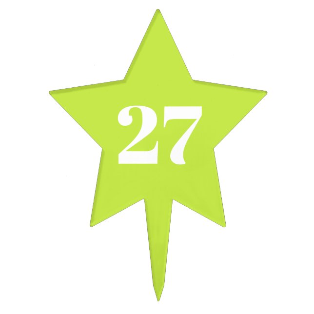 Customize w/Initial White Letter Number lime green Cake Topper (Front)