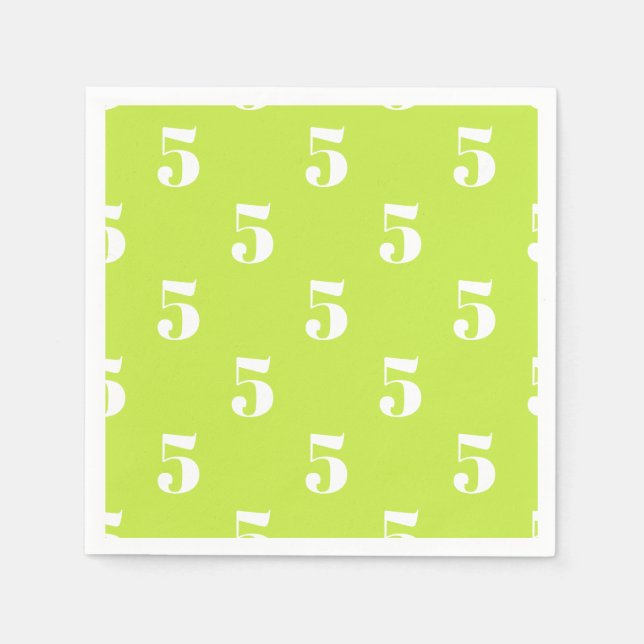 Customize w/Initial White Letter Number lime green Napkins (Front)