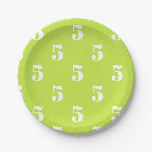 Customize wInitial White Letter Number lime green Paper Plates
