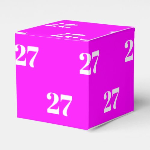 Customize wInitial White Letter Number magenta Favor Boxes