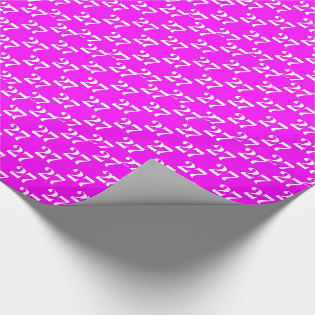 Customize w/Initial, White Letter, Number magenta Wrapping Paper (Corner)