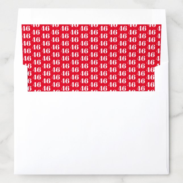 Customize w/Initial, White Letter Number red birth Envelope Liner (In Envelope)