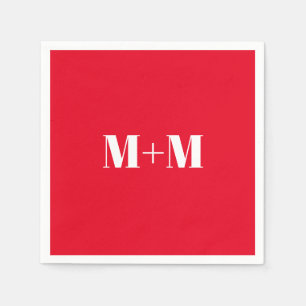 Customize w/Initial White Letter Number red paper Napkins