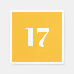 Customize w/Initial White Letter Number yellow Napkins