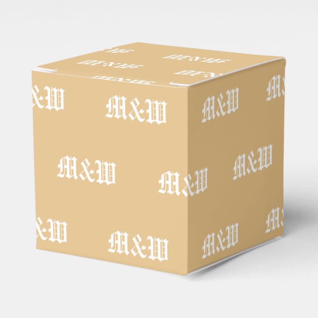 Customize w/Initial White monogram camel gift Favor Boxes (Front Side)