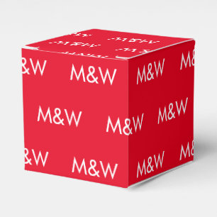 Customize w/Initial White monogram red Favor Boxes